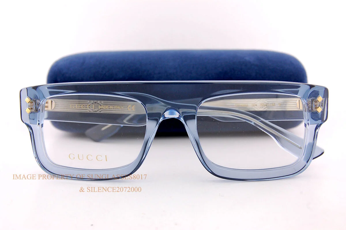Brand New GUCCI Eyeglass Frames GG 1085/O 004 Light Blue For Men Women 52mm 2