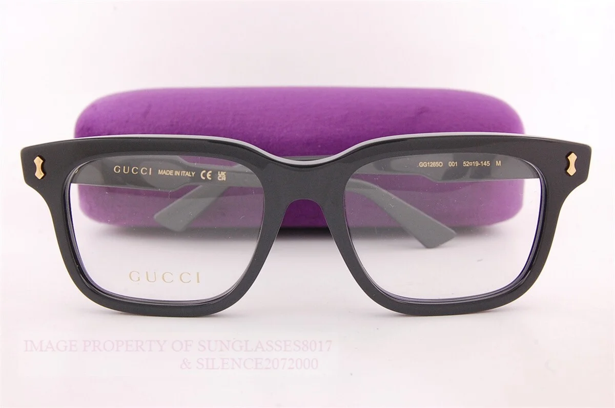 Brand New GUCCI Eyeglass Frames GG 1265/O 001 Black For Men 52mm 2