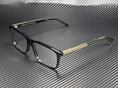 GUCCI GG0384O 004 Rectangular Square Black Demo Lens 57 mm Men