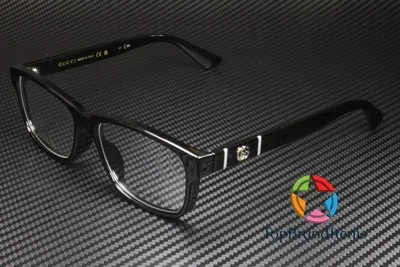 GUCCI GG0640OA 001 Rectangular Black Shiny Demo Lens 55 mm Men
