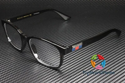 GUCCI GG0749O 004 Rectangular Black Shiny Demo Lens 55 mm Men