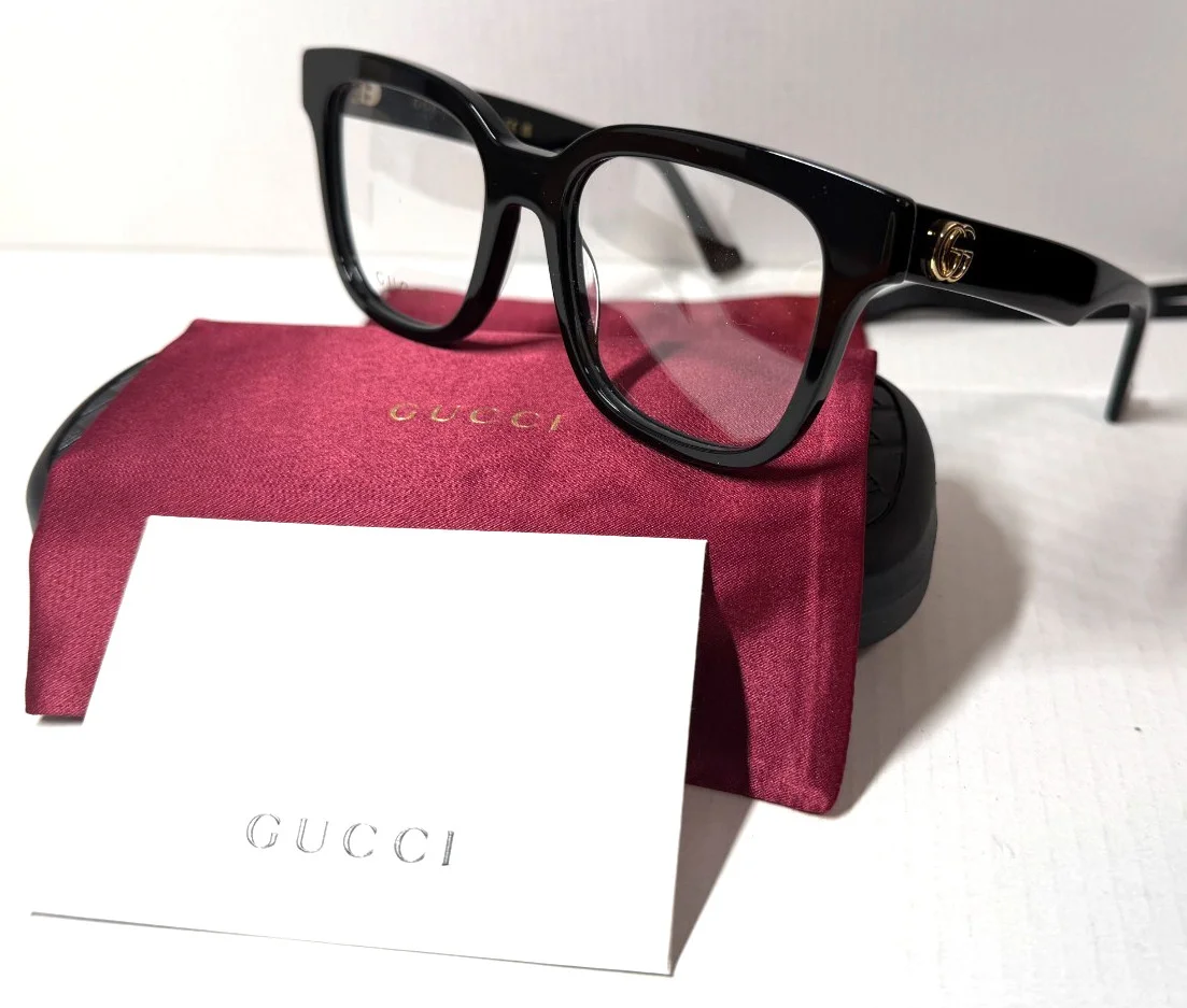 GUCCI GG0958O 004 POLISHED BLACK WITH GG GOLD AUTHENTIC EYEGLASSES FRAME 52-18