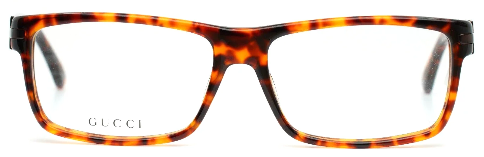 GUCCI GG1053 WR9 Unisex Brown Havana Rectangle Eyeglasses 55-15-140 B:36 2