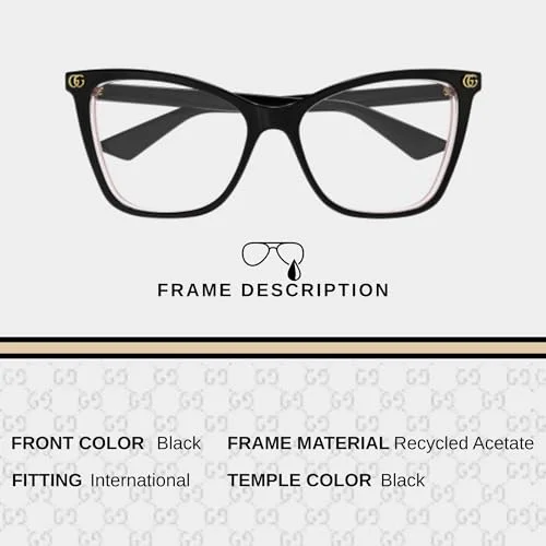 Gucci GG1817O Cat-Eye Shape Interlocking GG Logo Eyeglasses with Luxury Eyewear Kit 3