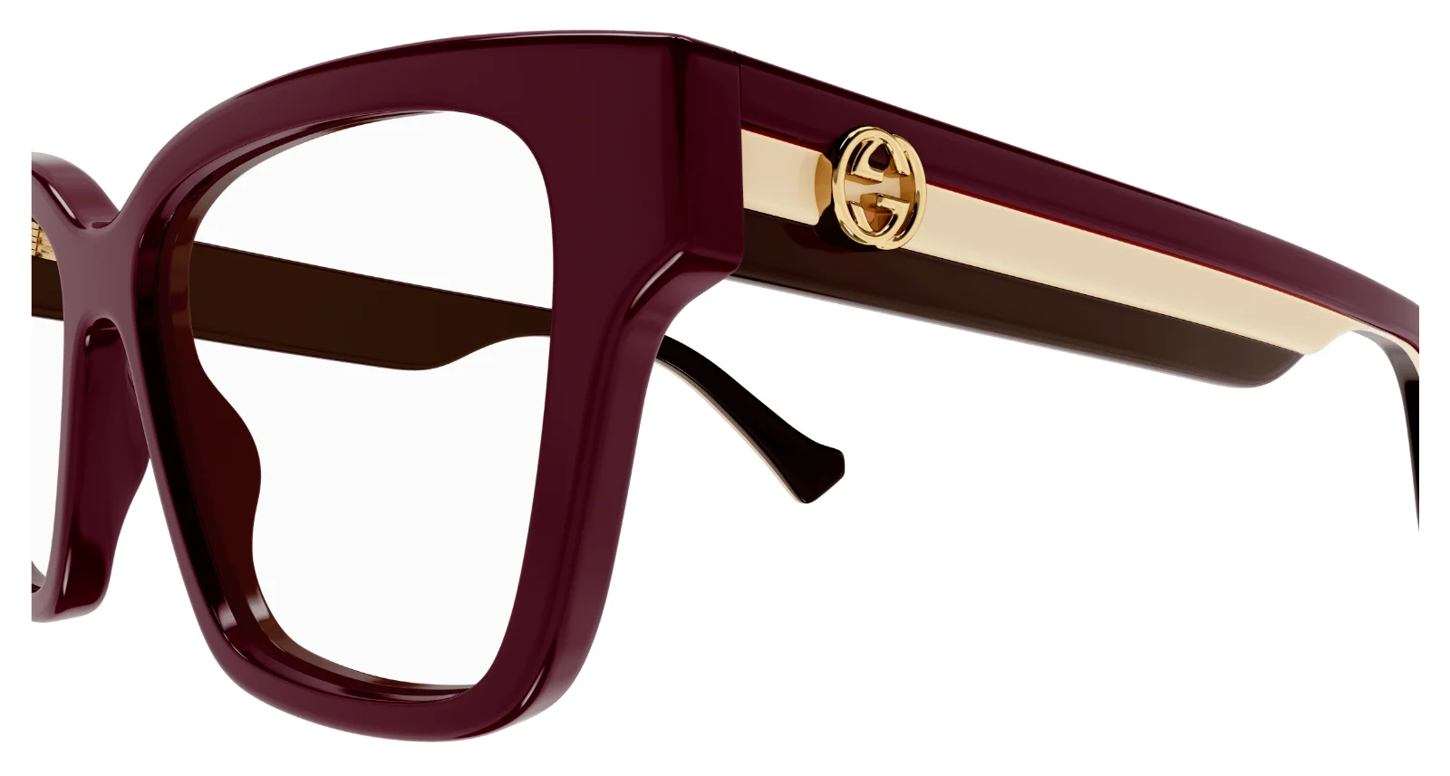 Gucci Square Eyeglasses GG1302o-005-55 Burgundy Frame Transparent Lenses 2